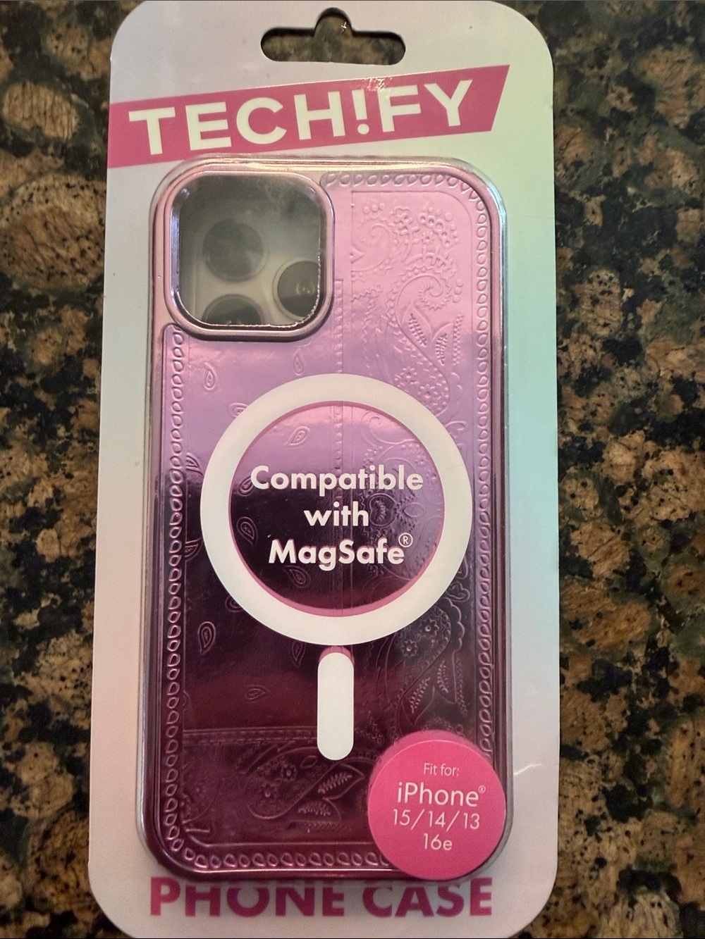 Tech!fy Purple Paisley MagSafe-Compatible iPhone Case